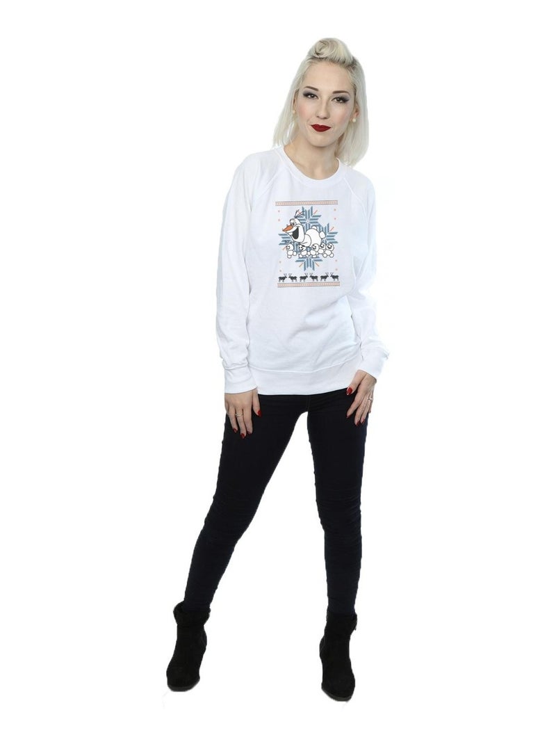Disney - Sweat motif Olaf motif/style Bonhommes de neige FROZEN Blanc - Kiabi