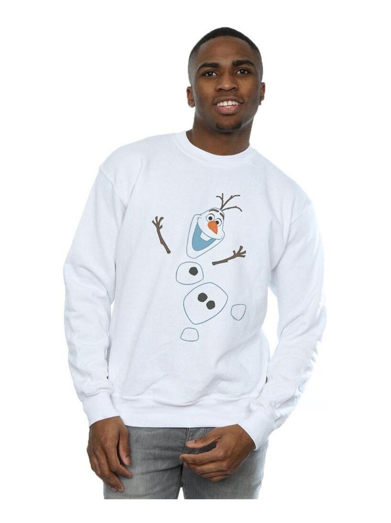 Disney - Sweat motif Olaf motif/style Déconstruit La Reine des Neiges Blanc - Kiabi