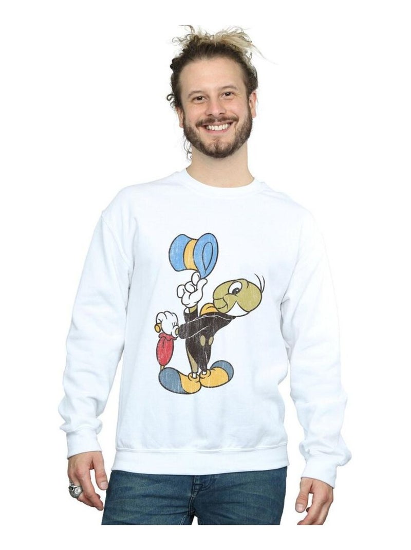Disney - Sweat motif Pinocchio et Jiminy Cricket Blanc - Kiabi