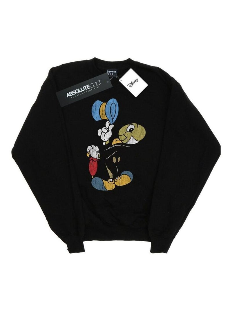 Disney - Sweat motif Pinocchio et Jiminy Cricket Noir - Kiabi