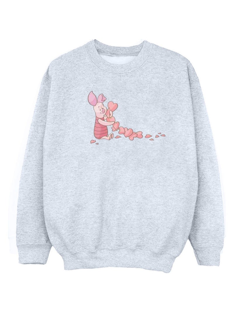 Disney - Sweat motif Winnie l'ourson et Porcinet CHAIN OF HEARTS Gris chiné - Kiabi
