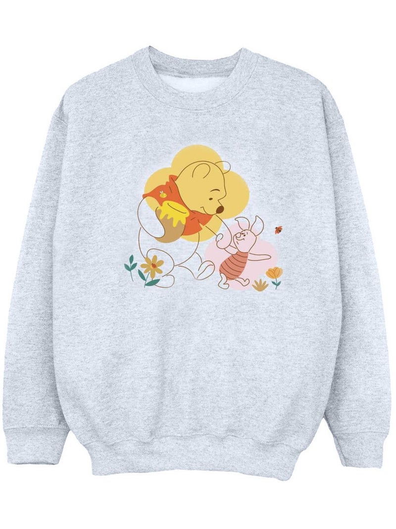 Disney - Sweat motif Winnie l'ourson et Porcinet Gris chiné - Kiabi