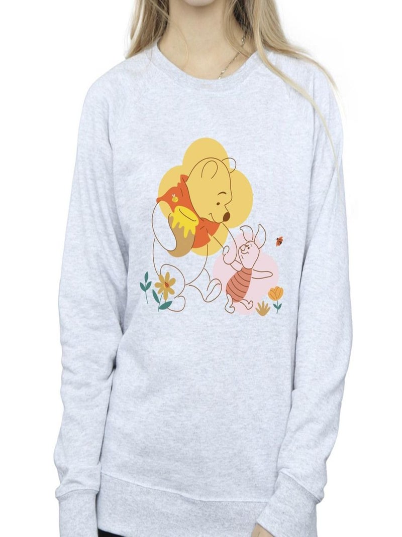 Disney - Sweat motif Winnie l'ourson et Porcinet Gris chiné - Kiabi