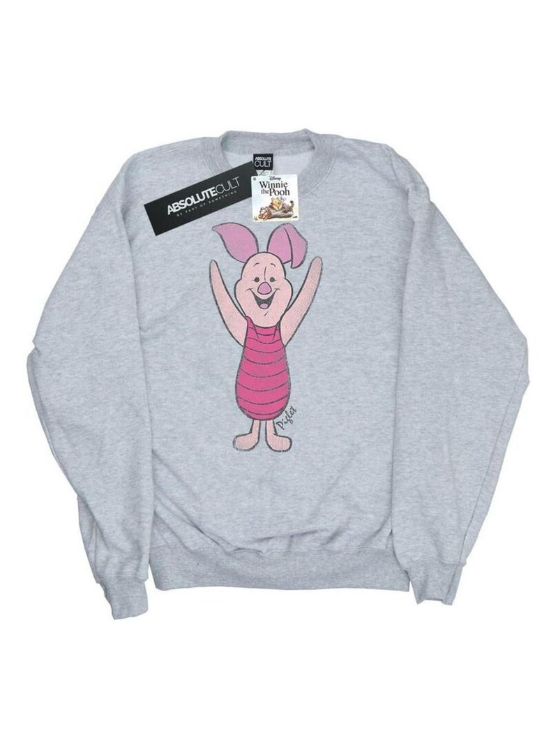 Disney - Sweat motif Winnie l'ourson et Porcinet motif/style classique Gris chiné - Kiabi
