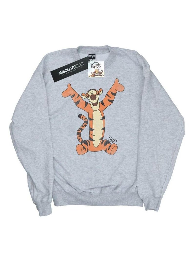 Disney - Sweat motif Winnie l'ourson et Tigrou motif/style classique Gris chiné - Kiabi