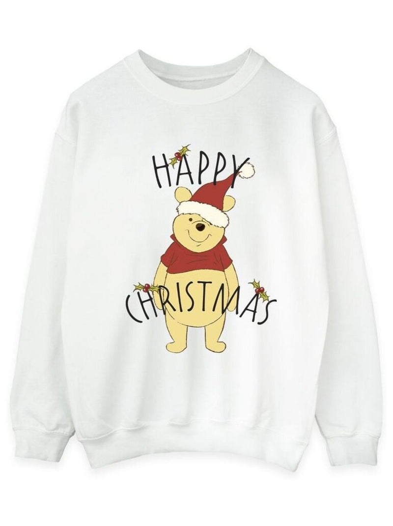 Disney - Sweat motif Winnie l'ourson HAPPY HOLLY Blanc - Kiabi