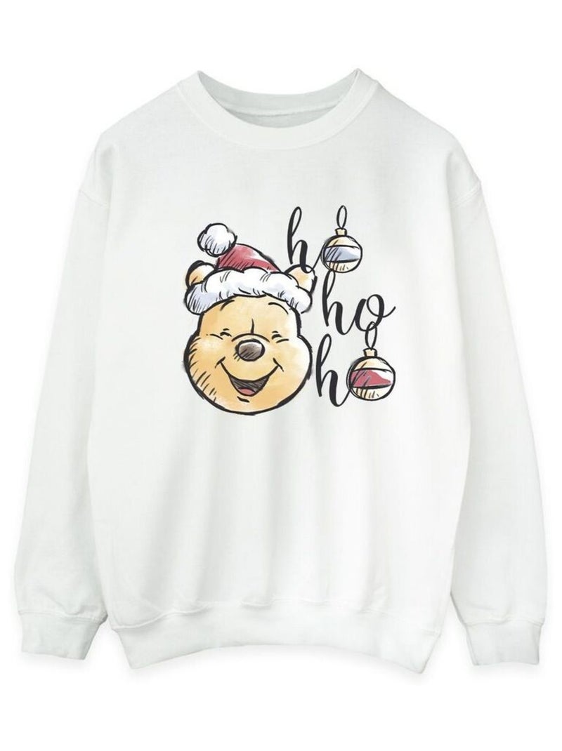 Disney - Sweat motif Winnie l'ourson motif/style Boule de Noël HO HO HO Blanc - Kiabi