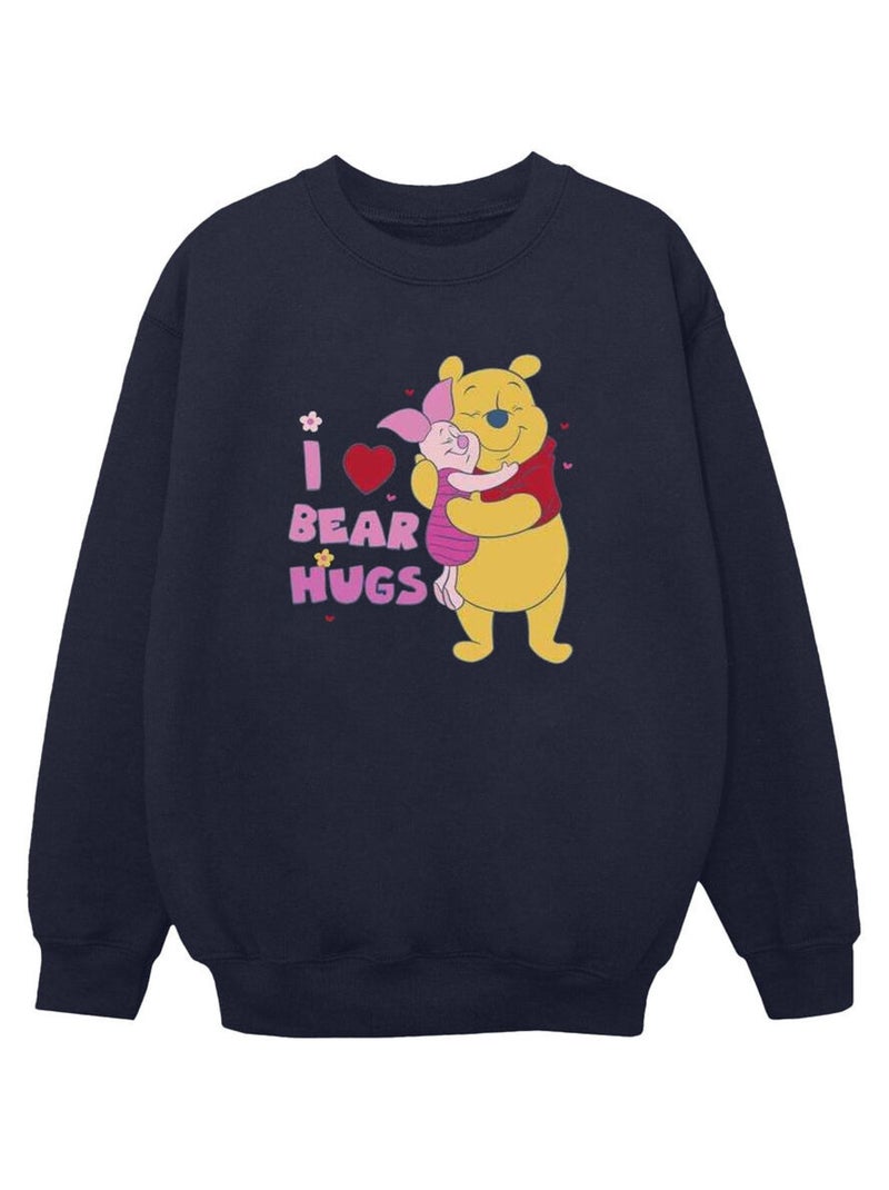 Disney - Sweat motif Winnie l'ourson MUM BEST HUGS Bleu marine - Kiabi