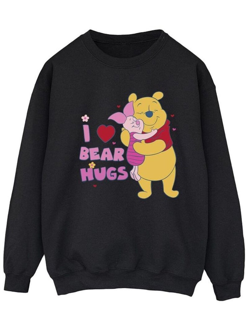 Disney - Sweat motif Winnie l'ourson MUM BEST HUGS Noir - Kiabi