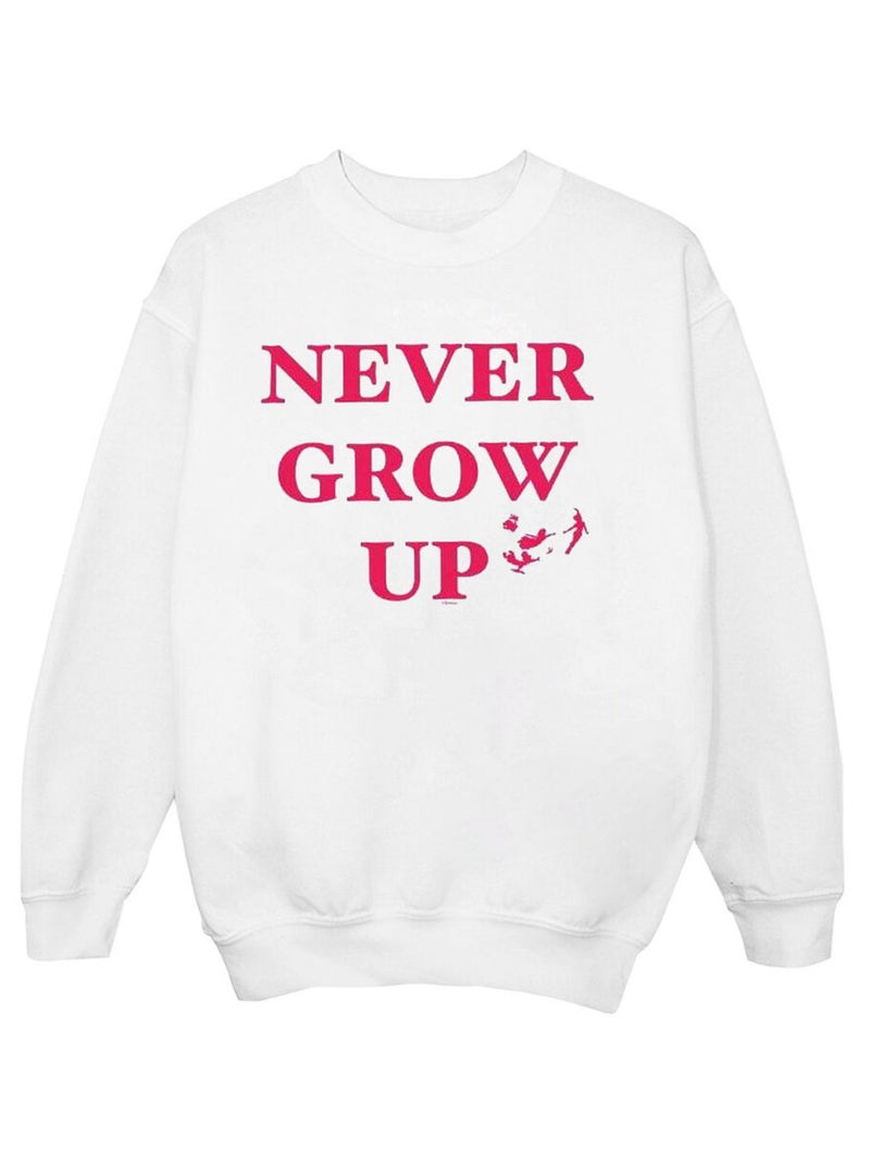 Disney - Sweat NEVER GROW UP Blanc - Kiabi
