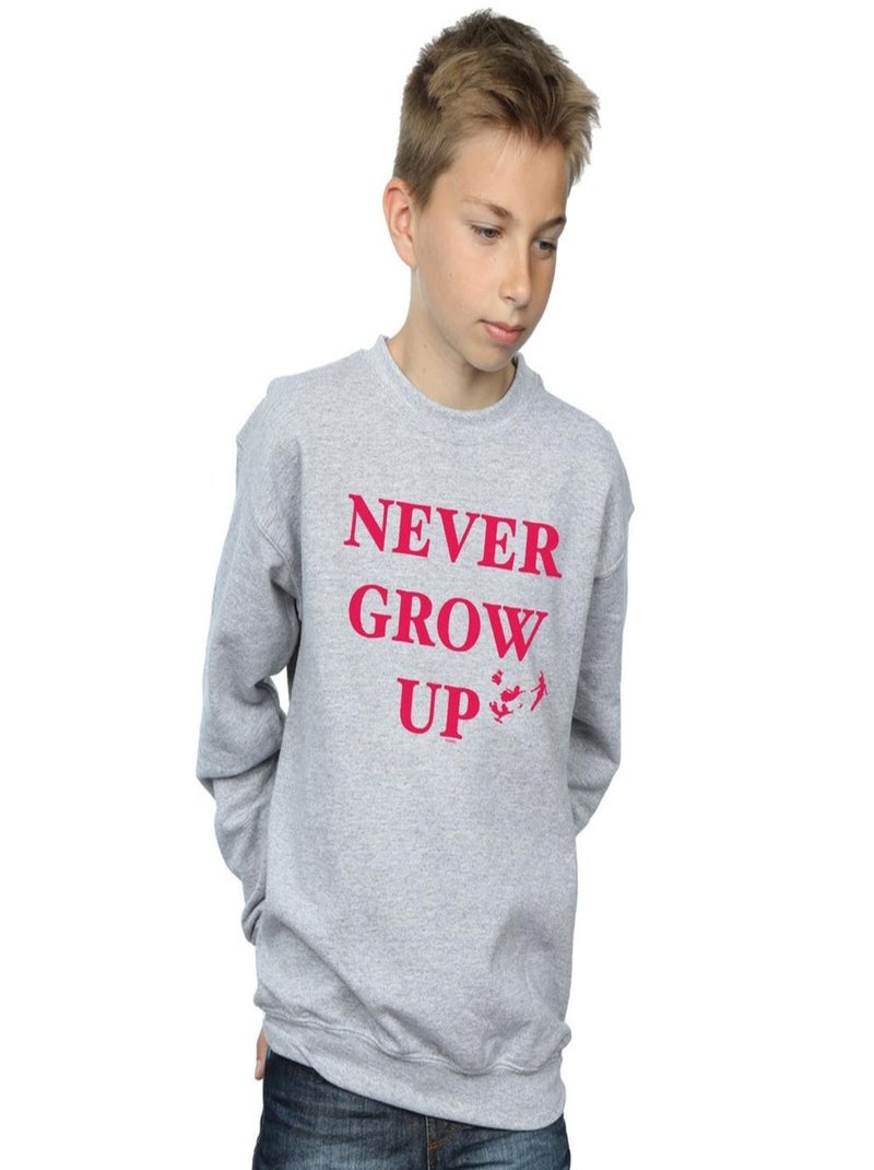 Disney - Sweat NEVER GROW UP Gris chiné - Kiabi
