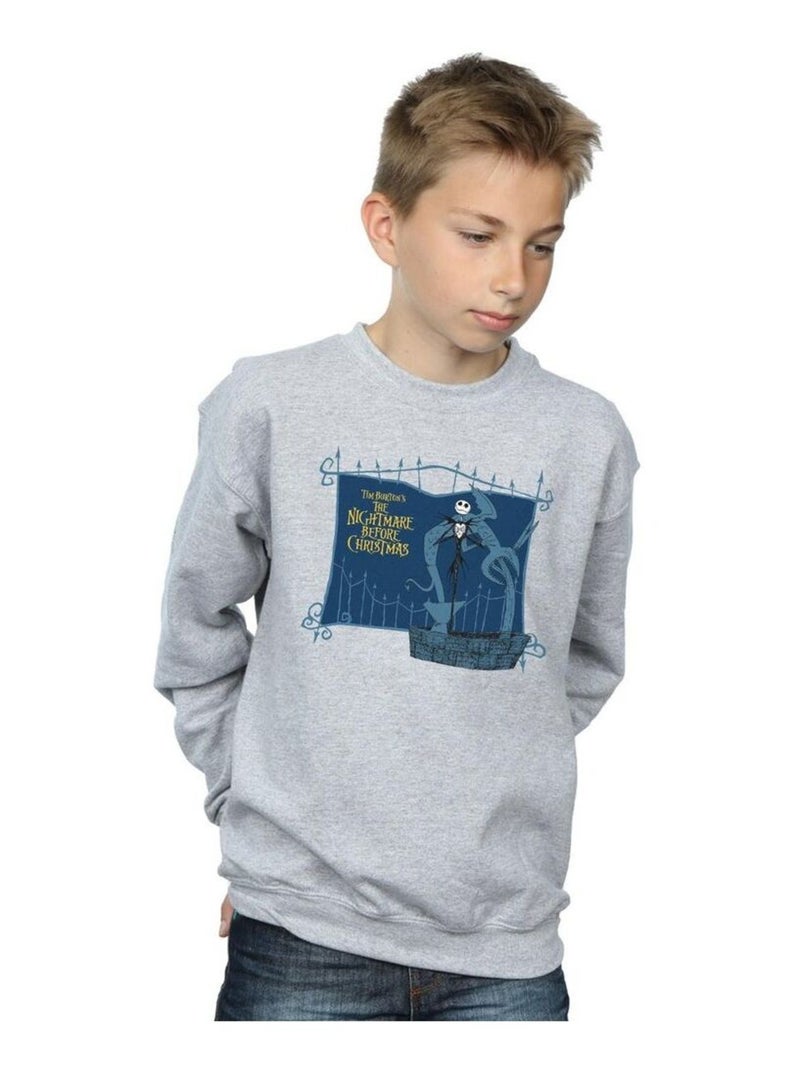 Disney - Sweat NIGHTMARE BEFORE CHRISTMAS JACK AND THE WELL Gris chiné - Kiabi
