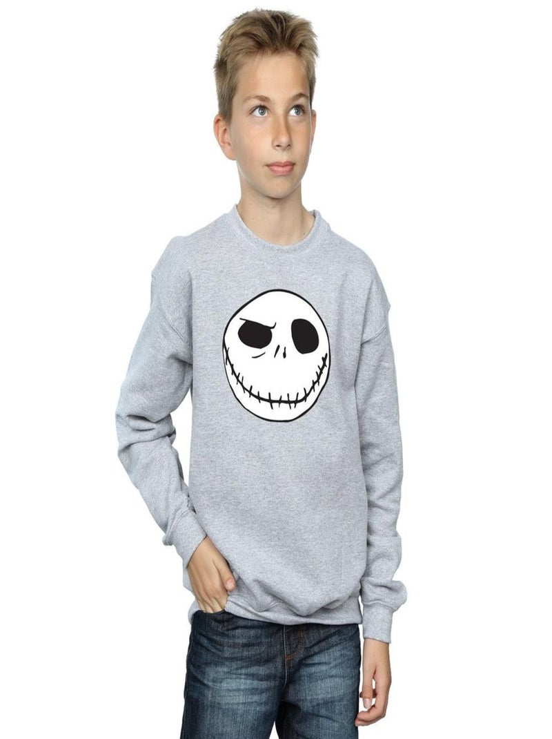 Disney - Sweat NIGHTMARE BEFORE CHRISTMAS JACK'S BIG FACE Gris chiné - Kiabi