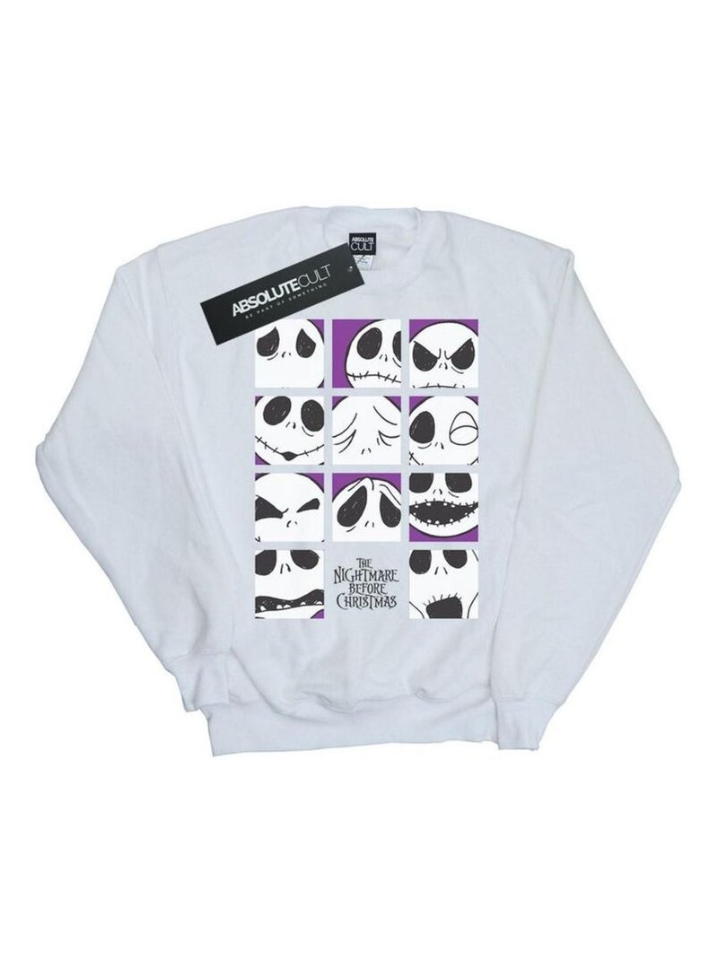 Disney - Sweat NIGHTMARE BEFORE CHRISTMAS MANY FACES OF JACK Blanc - Kiabi