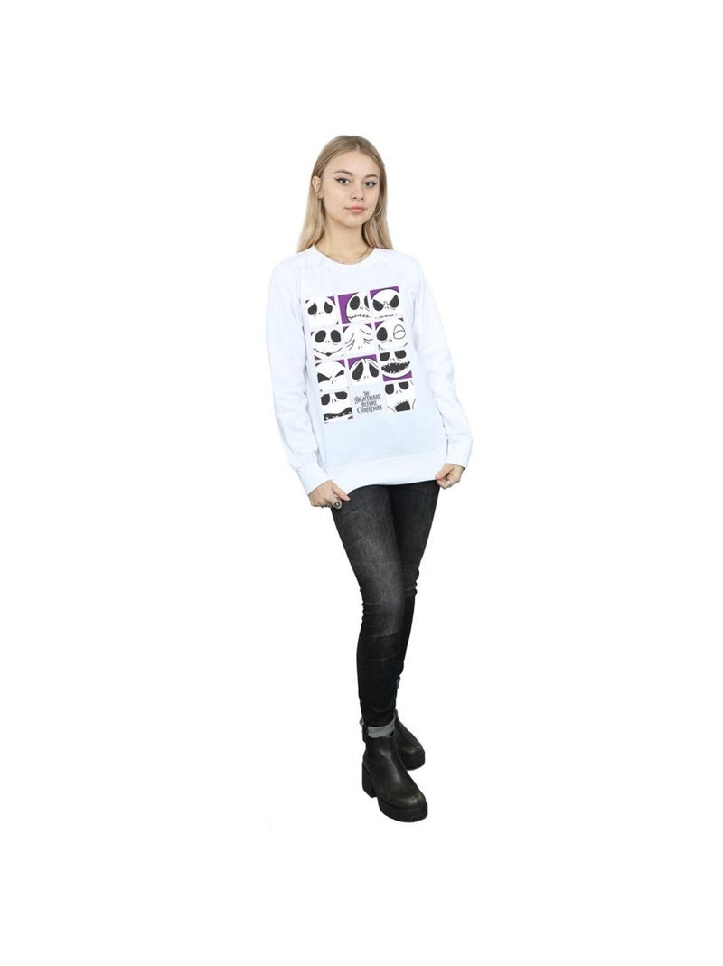 Disney - Sweat NIGHTMARE BEFORE CHRISTMAS MANY FACES OF JACK Blanc - Kiabi
