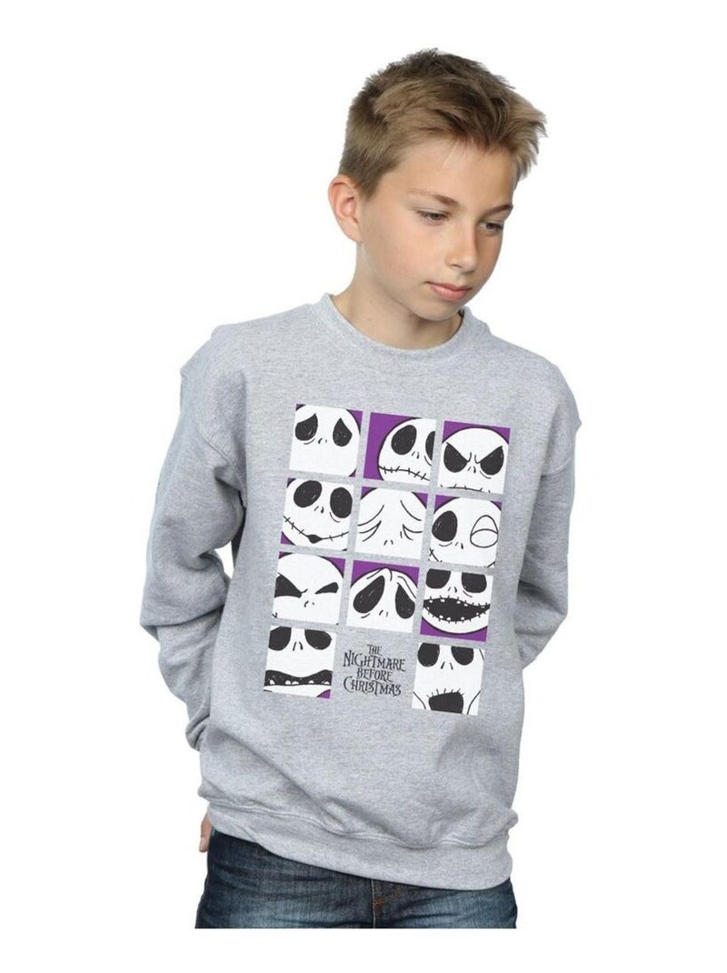 Disney - Sweat NIGHTMARE BEFORE CHRISTMAS MANY FACES OF JACK Gris chiné - Kiabi