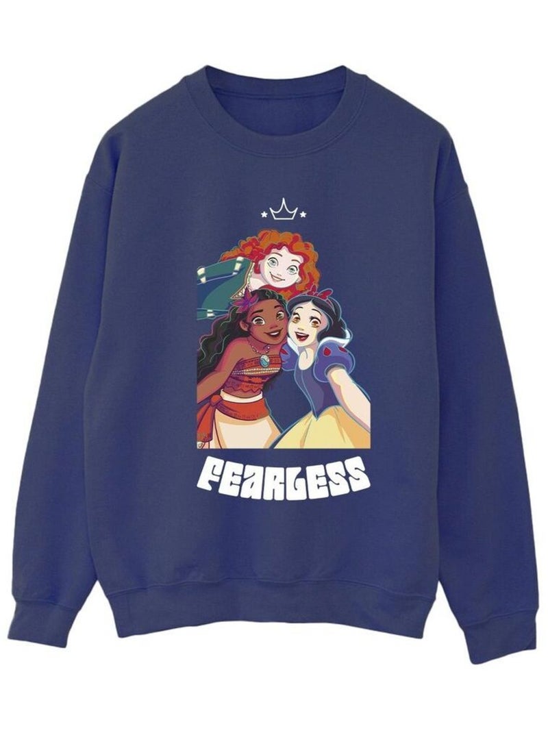 Disney - Sweat PRINCESS FEARLESS Bleu marine - Kiabi