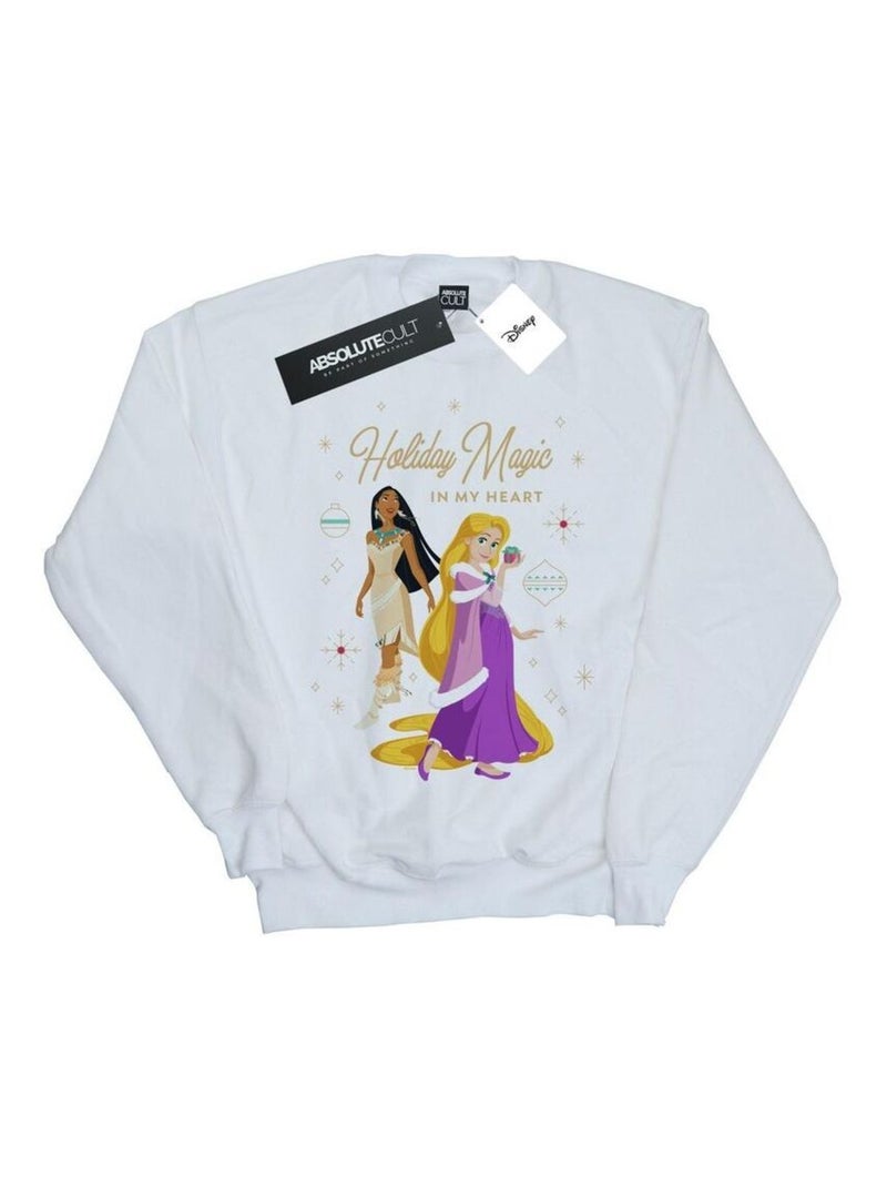 Disney - Sweat PRINCESS HOLIDAY MAGIC IN MY HEART Blanc - Kiabi
