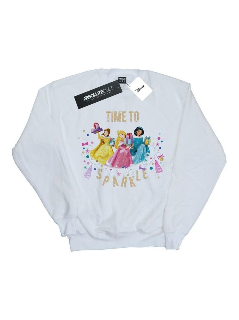 Disney - Sweat PRINCESS TIME TO SPARKLE Blanc - Kiabi