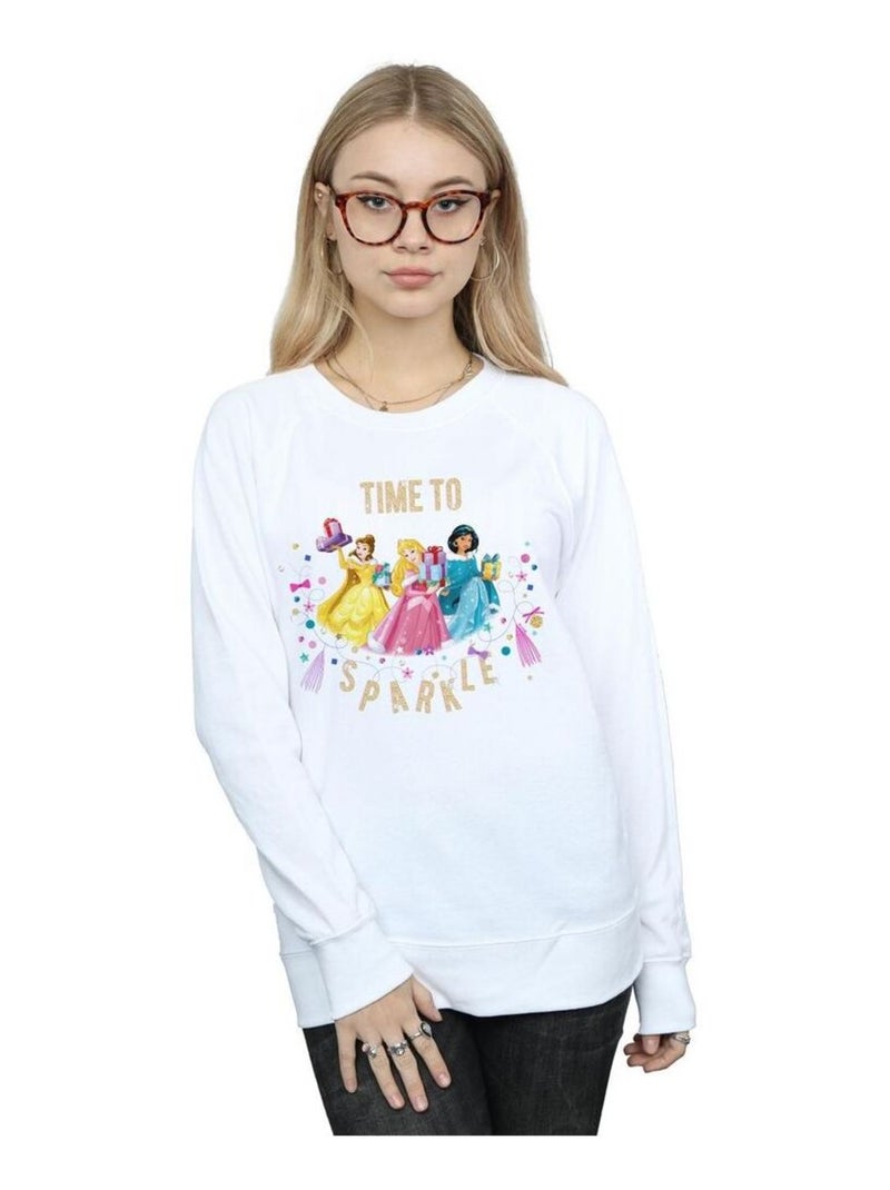 Disney - Sweat PRINCESS TIME TO SPARKLE Blanc - Kiabi