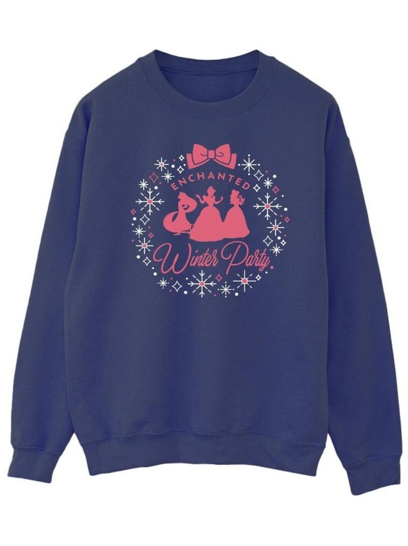 Disney - Sweat PRINCESS WINTER PARTY Bleu marine - Kiabi