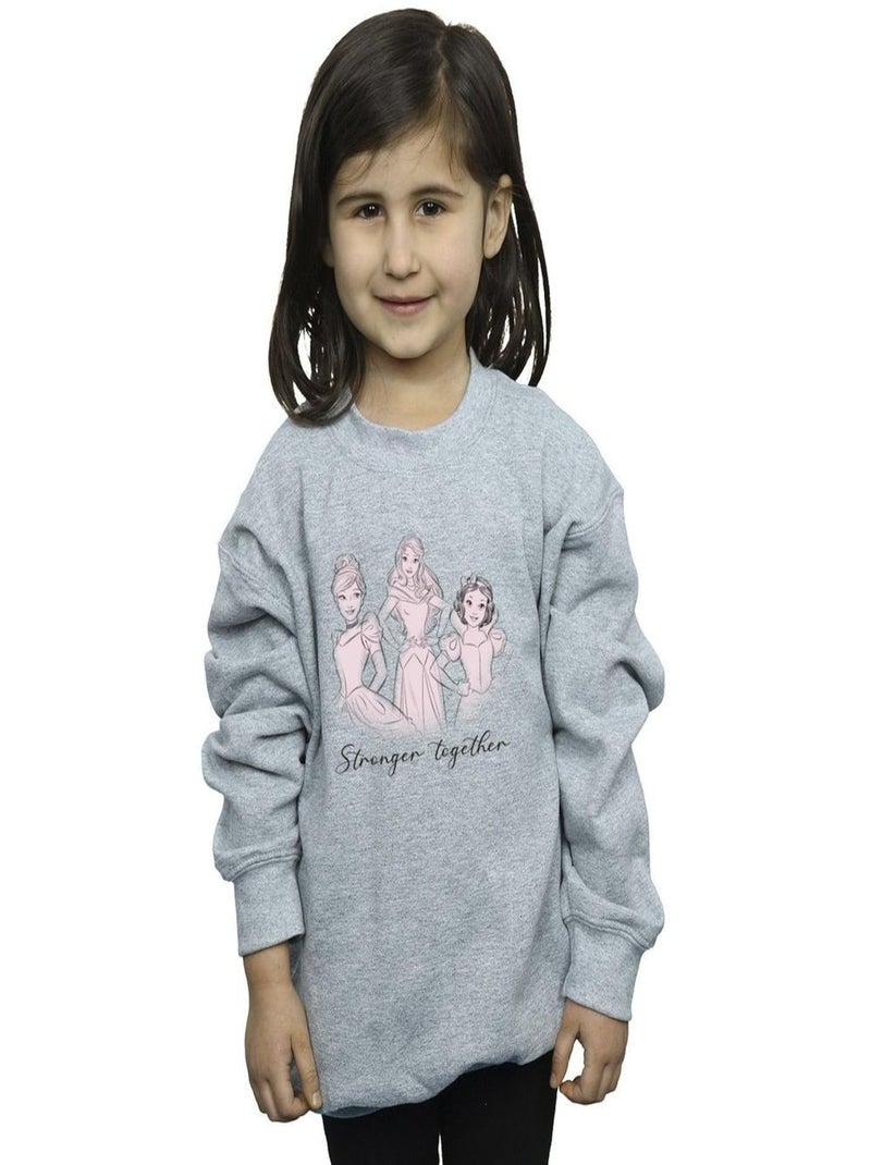 Disney - Sweat PRINCESSES STRONGER TOGETHER Gris chiné - Kiabi