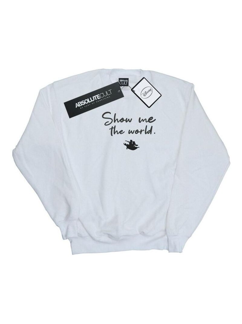 Disney - Sweat SHOW ME THE WORLD Blanc - Kiabi