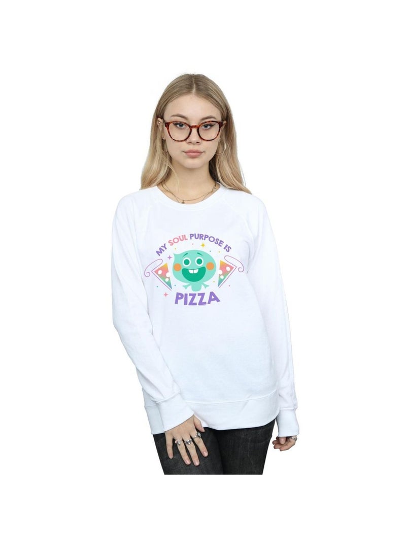 Disney - Sweat SOUL SOUL PURPOSE IS PIZZA Blanc - Kiabi