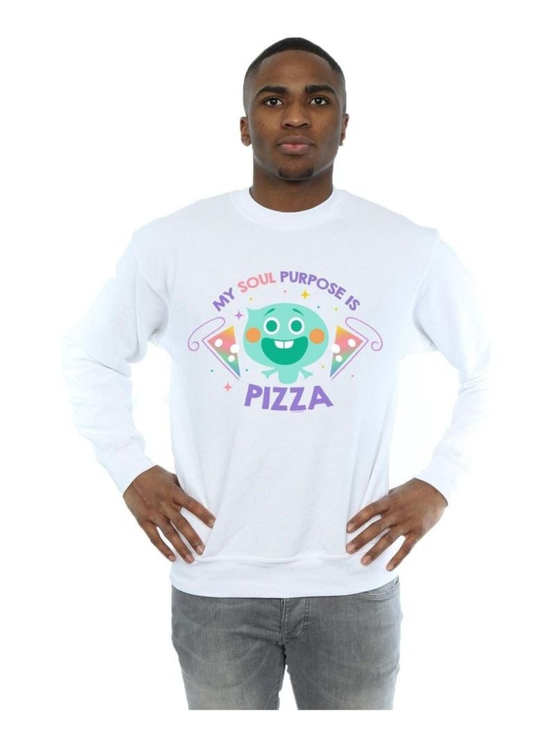 Disney - Sweat SOUL SOUL PURPOSE IS PIZZA Blanc - Kiabi