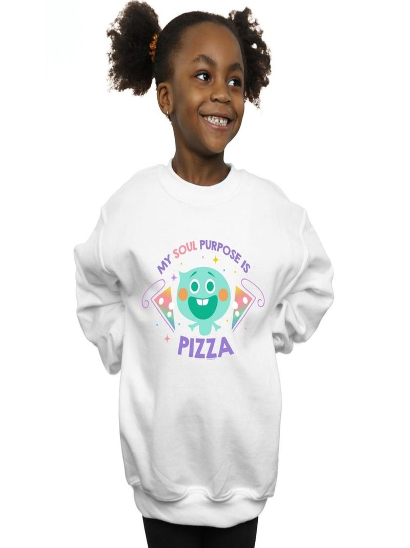 Disney - Sweat SOUL SOUL PURPOSE IS PIZZA Blanc - Kiabi
