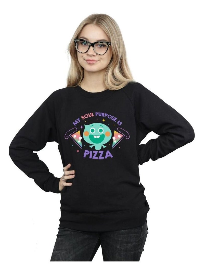Disney - Sweat SOUL SOUL PURPOSE IS PIZZA Noir - Kiabi
