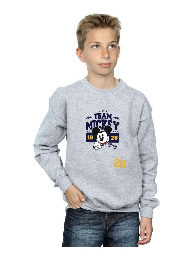 Disney - Sweat TEAM MICKEY Gris chiné - Kiabi