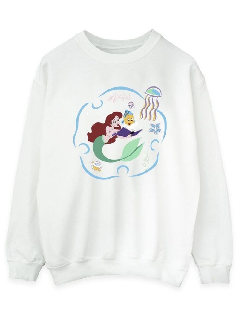 Disney - Sweat THE LITTLE MERMAID READING A BOOK Blanc - Kiabi