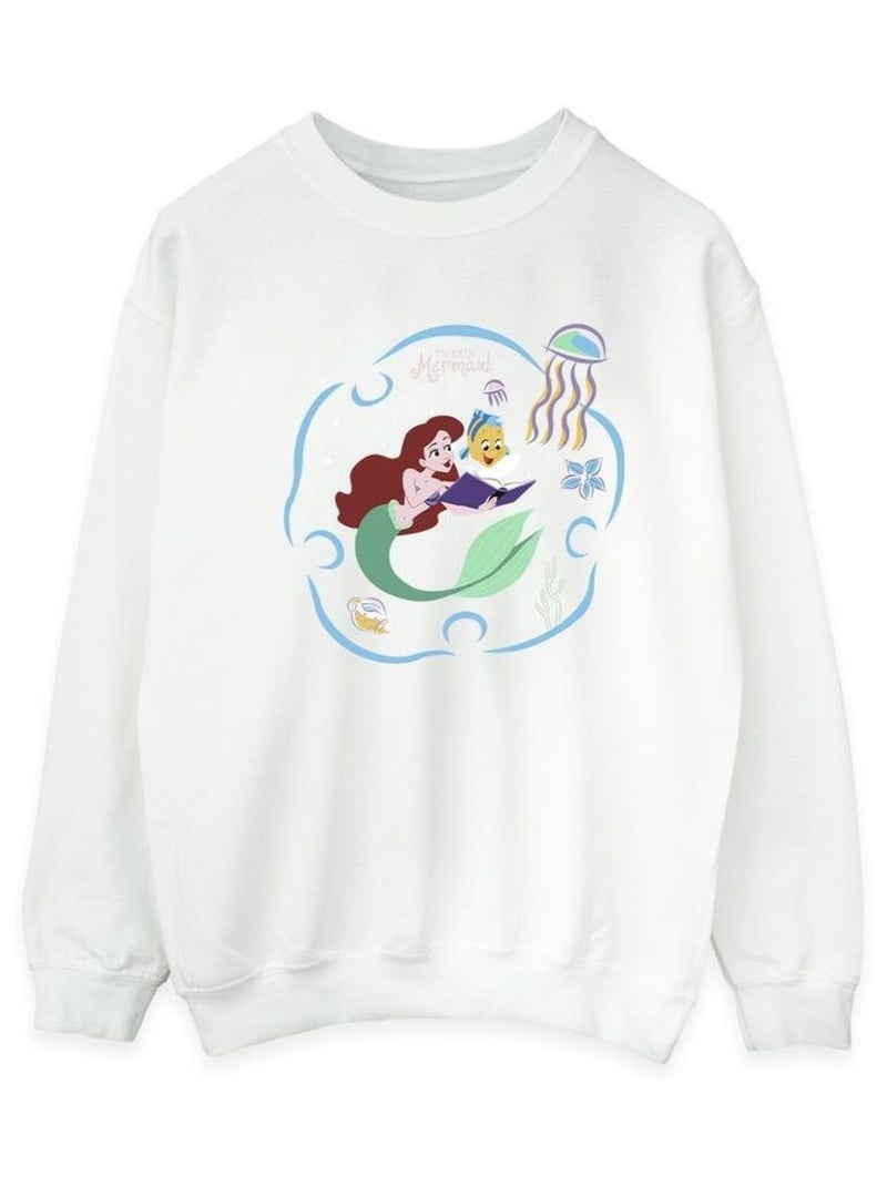 Disney - Sweat THE LITTLE MERMAID READING A BOOK Blanc - Kiabi