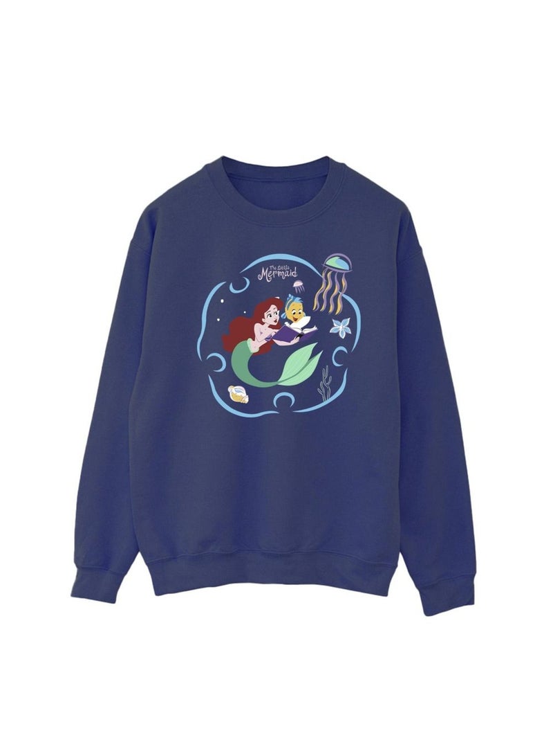 Disney - Sweat THE LITTLE MERMAID READING A BOOK Bleu marine - Kiabi