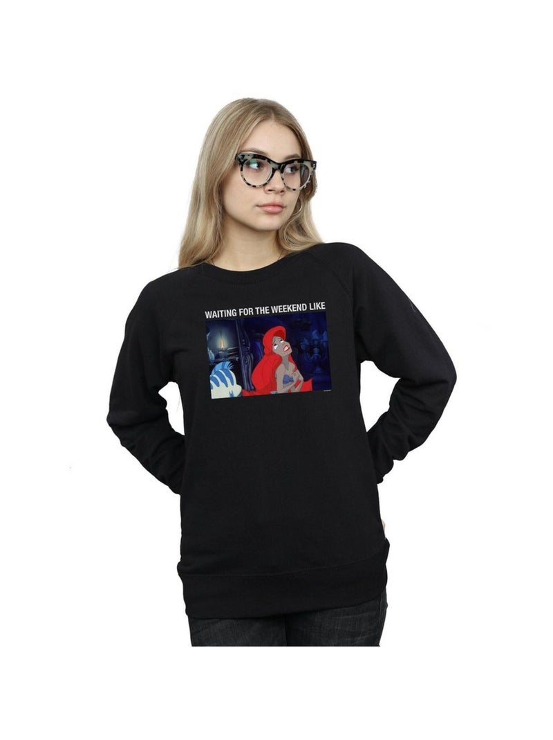 Disney - Sweat THE LITTLE MERMAID WAITING FOR THE WEEKEND Noir - Kiabi