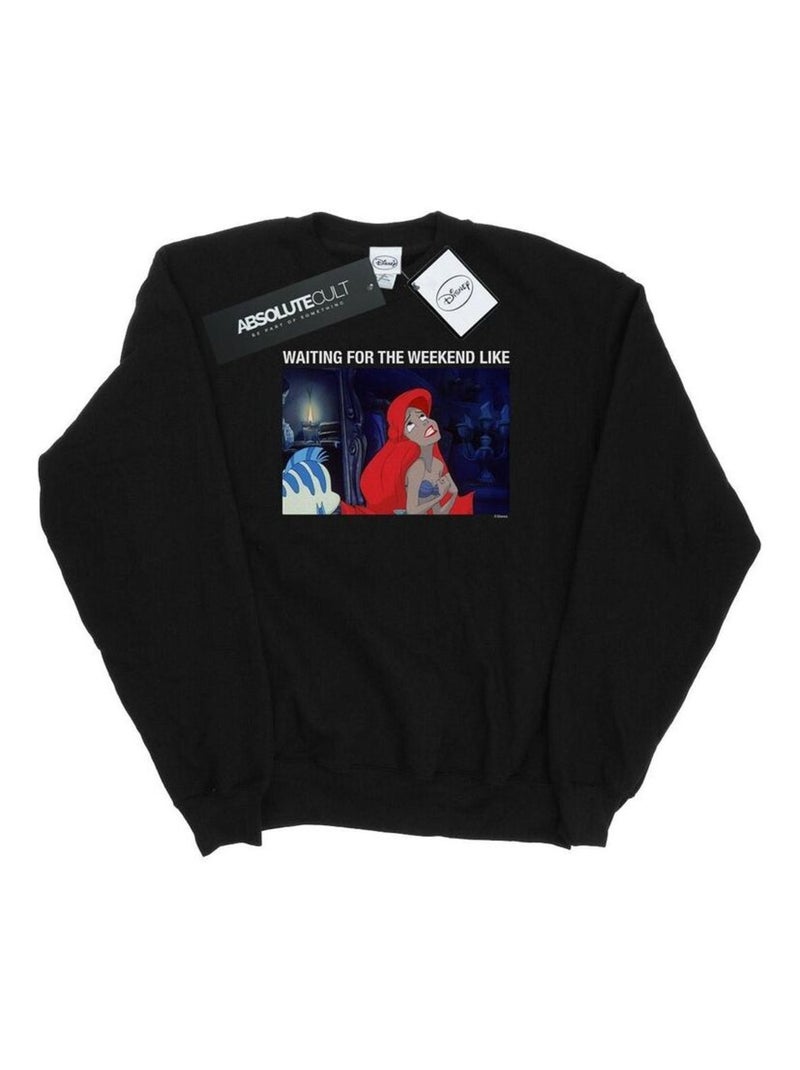 Disney - Sweat THE LITTLE MERMAID WAITING FOR THE WEEKEND Noir - Kiabi