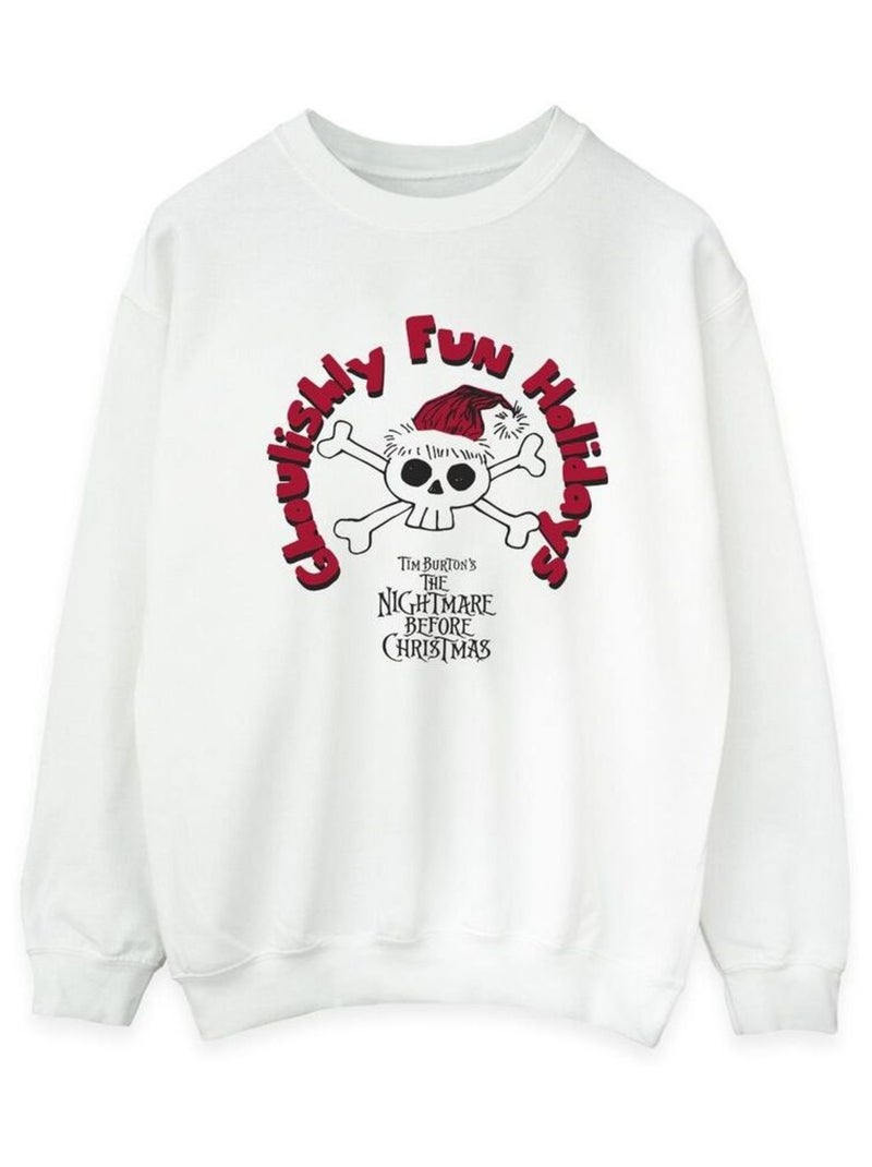 Disney - Sweat THE NIGHTMARE BEFORE CHRISTMAS GHOULISHLY FUN HOLIDAYS Blanc - Kiabi
