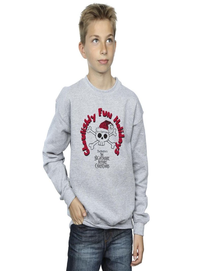 Disney - Sweat THE NIGHTMARE BEFORE CHRISTMAS GHOULISHLY FUN HOLIDAYS Gris chiné - Kiabi