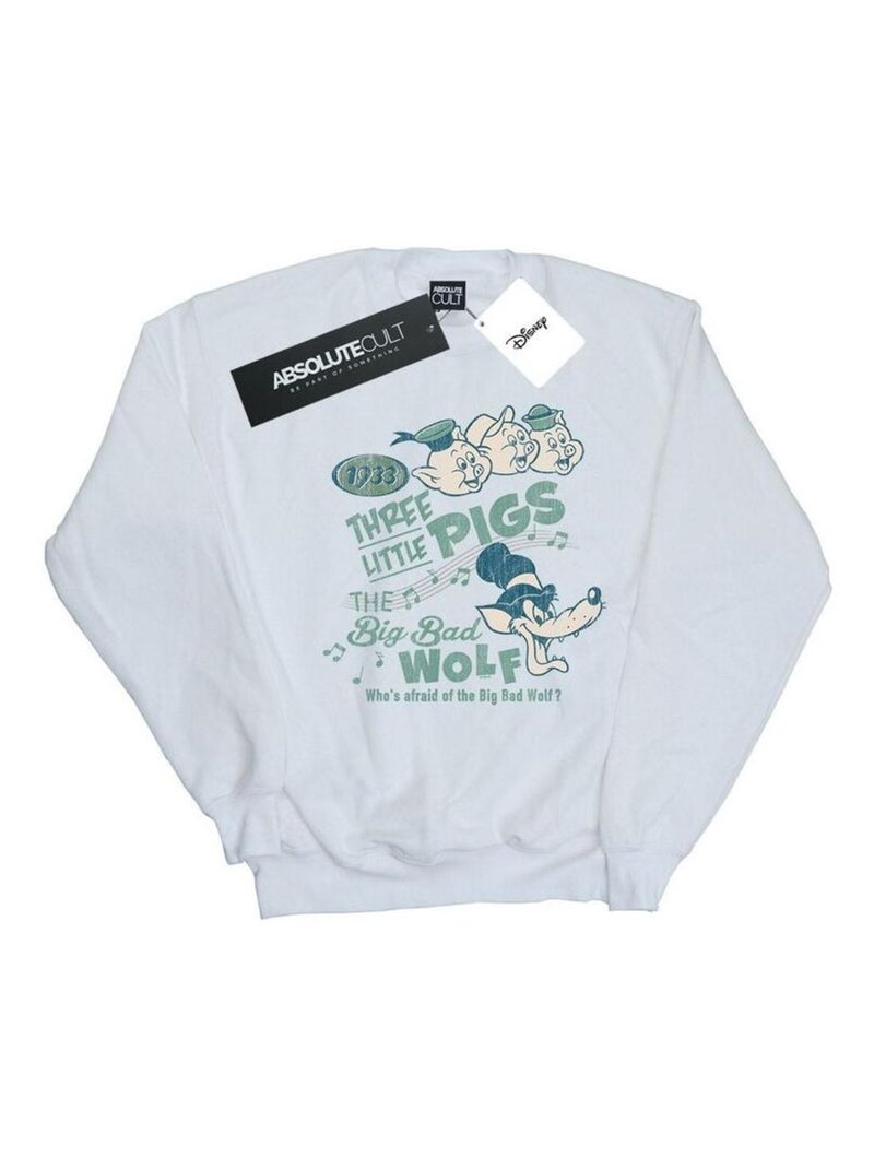 Disney - Sweat WHO'S AFRAID OF THE BIG BAD WOLF Blanc - Kiabi