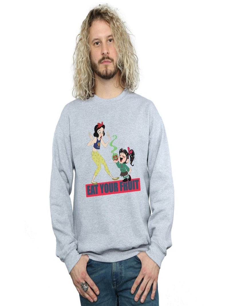 Disney - Sweat WRECK IT RALPH EAT YOUR FRUIT Gris chiné - Kiabi