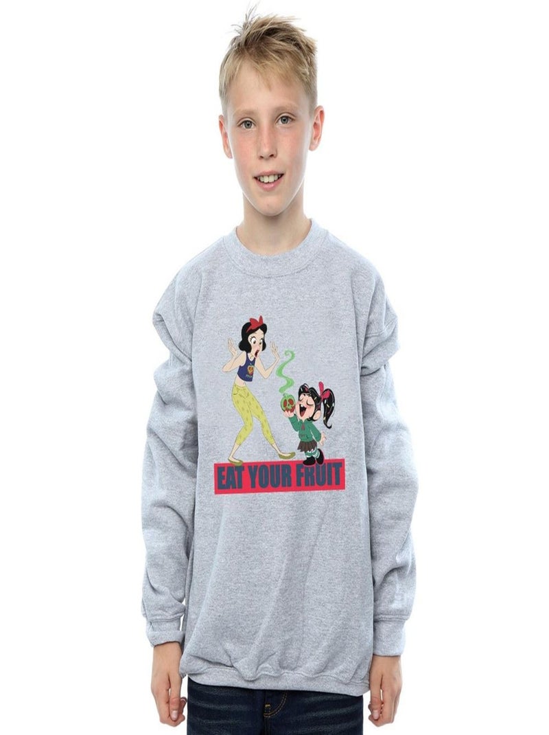 Disney - Sweat WRECK IT RALPH EAT YOUR FRUIT Gris chiné - Kiabi