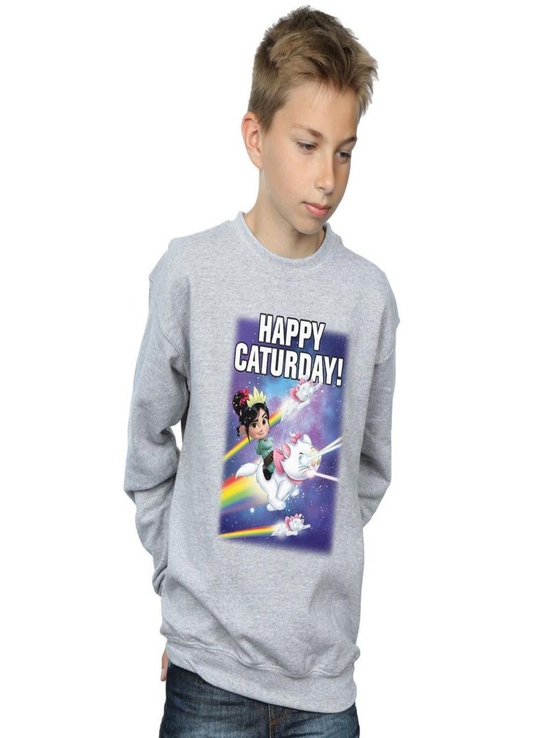 Disney - Sweat WRECK IT RALPH HAPPY CATURDAY Gris chiné - Kiabi