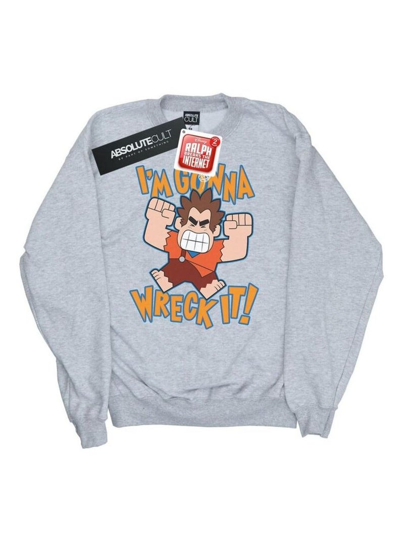 Disney - Sweat WRECK IT RALPH I'M GONNA WRECK IT Gris chiné - Kiabi