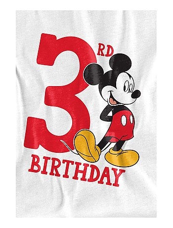 Disney - T-shirt 3ème anniversaire motif Mickey Mouse (Occasion: 3ème anniversaire)