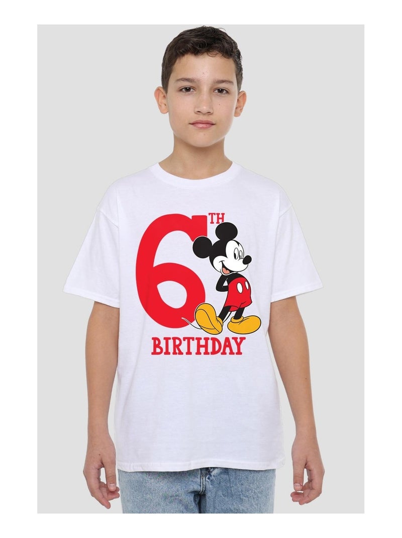 Disney - T-shirt 6ème anniversaire motif Mickey Mouse Blanc - Kiabi