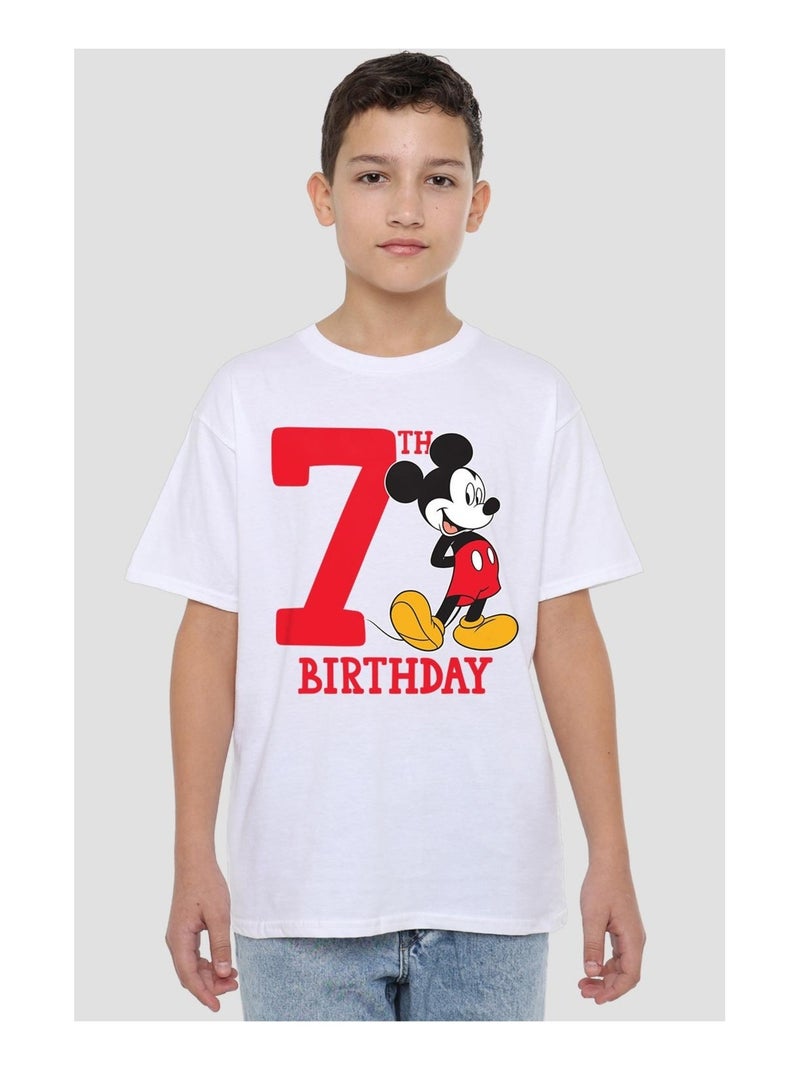 Disney - T-shirt 7ème anniversaire motif Mickey Mouse Blanc - Kiabi