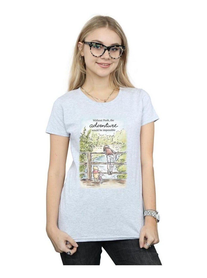 Disney - T-shirt ADVENTURE Gris chiné - Kiabi