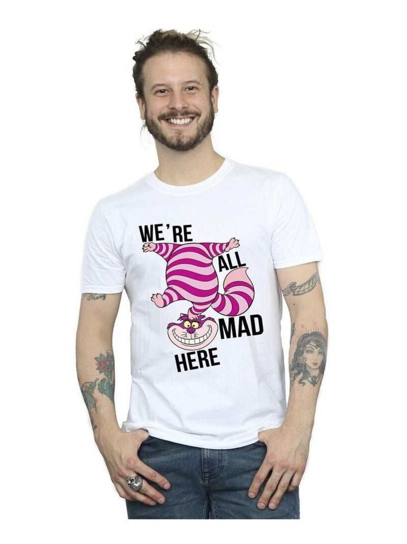 Disney - T-shirt Alice au Pays des Merveilles ALL MAD HERE Blanc - Kiabi