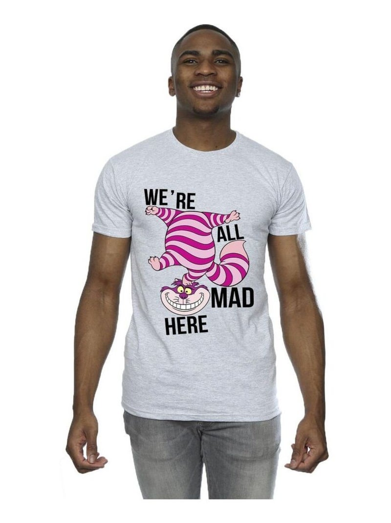 Disney - T-shirt Alice au Pays des Merveilles ALL MAD HERE Gris chiné - Kiabi